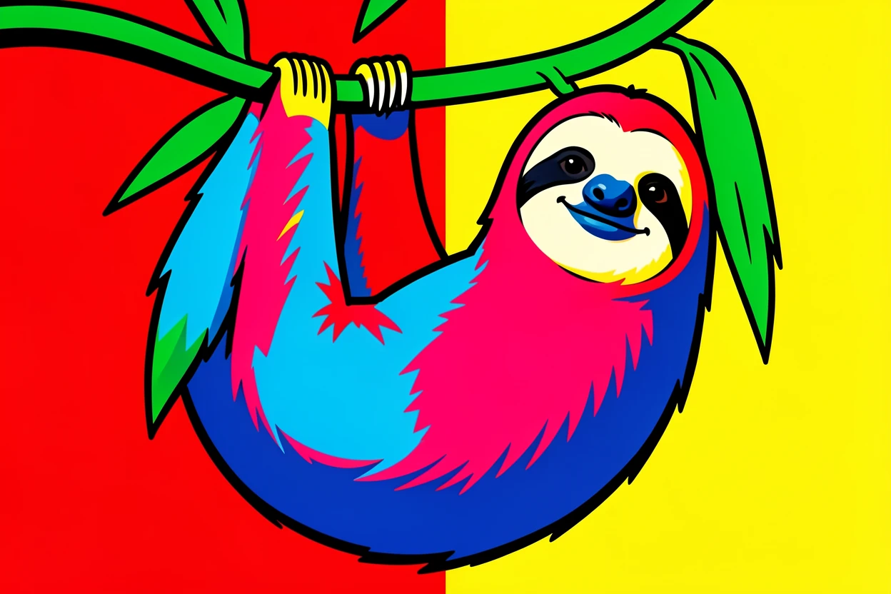 Sloth hanging lazily from a jungle vine