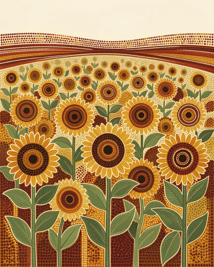 A golden sunflower field stretching to the horizon