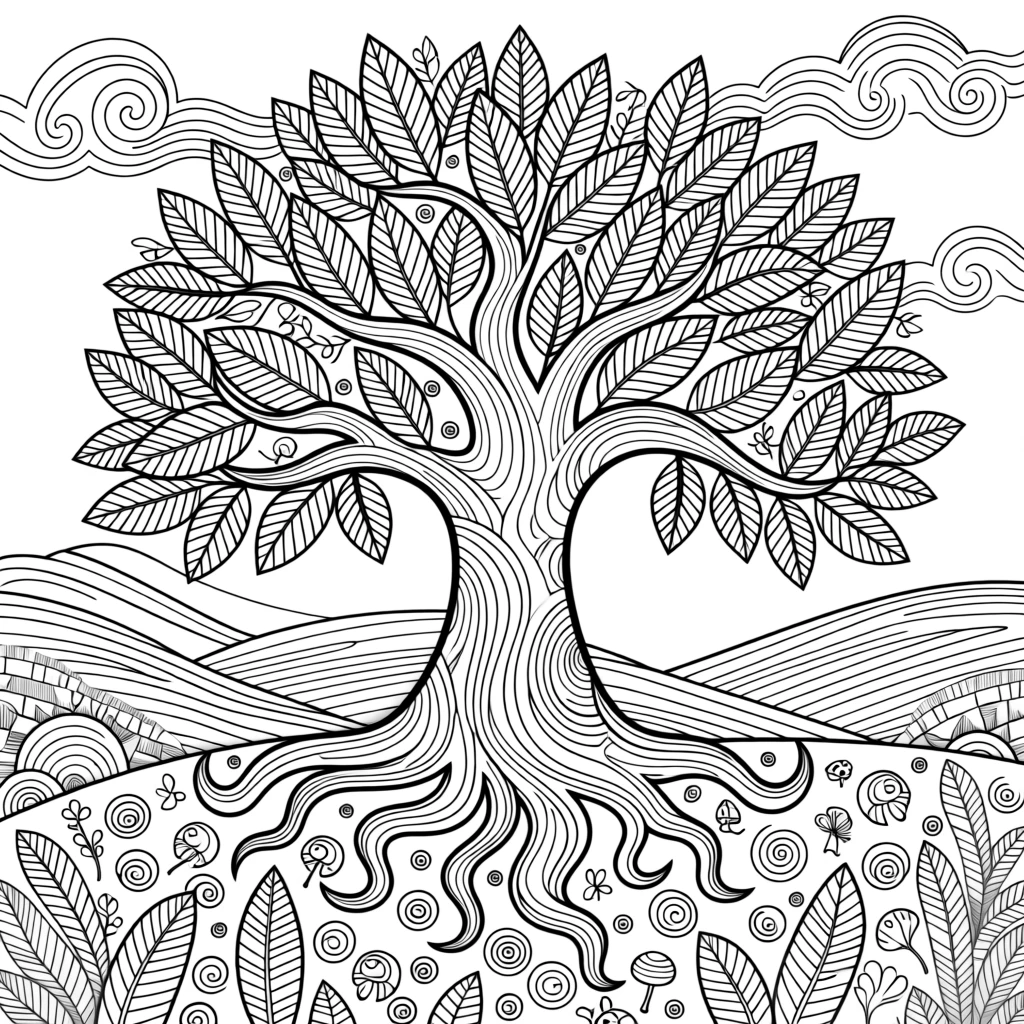 A single towering oak tree standing alone in an open field.
