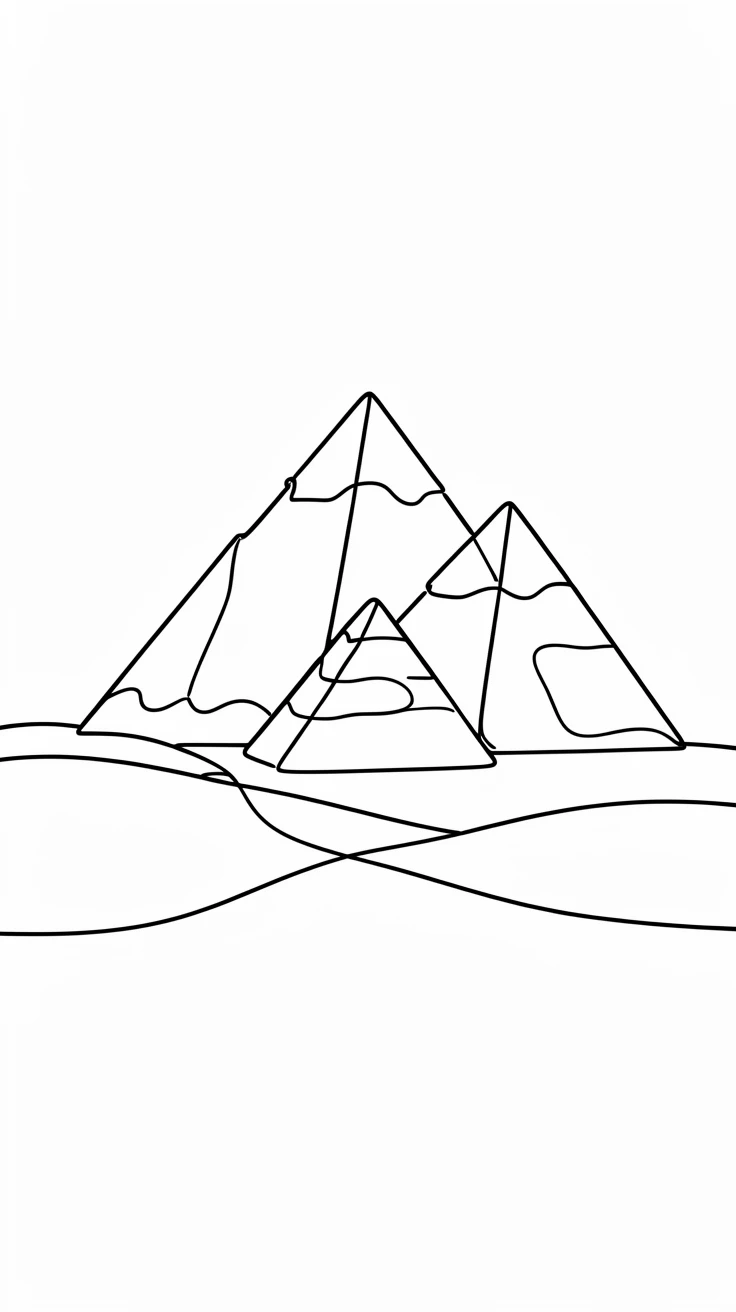 A cluster of ancient stone pyramids rising from a desert plain