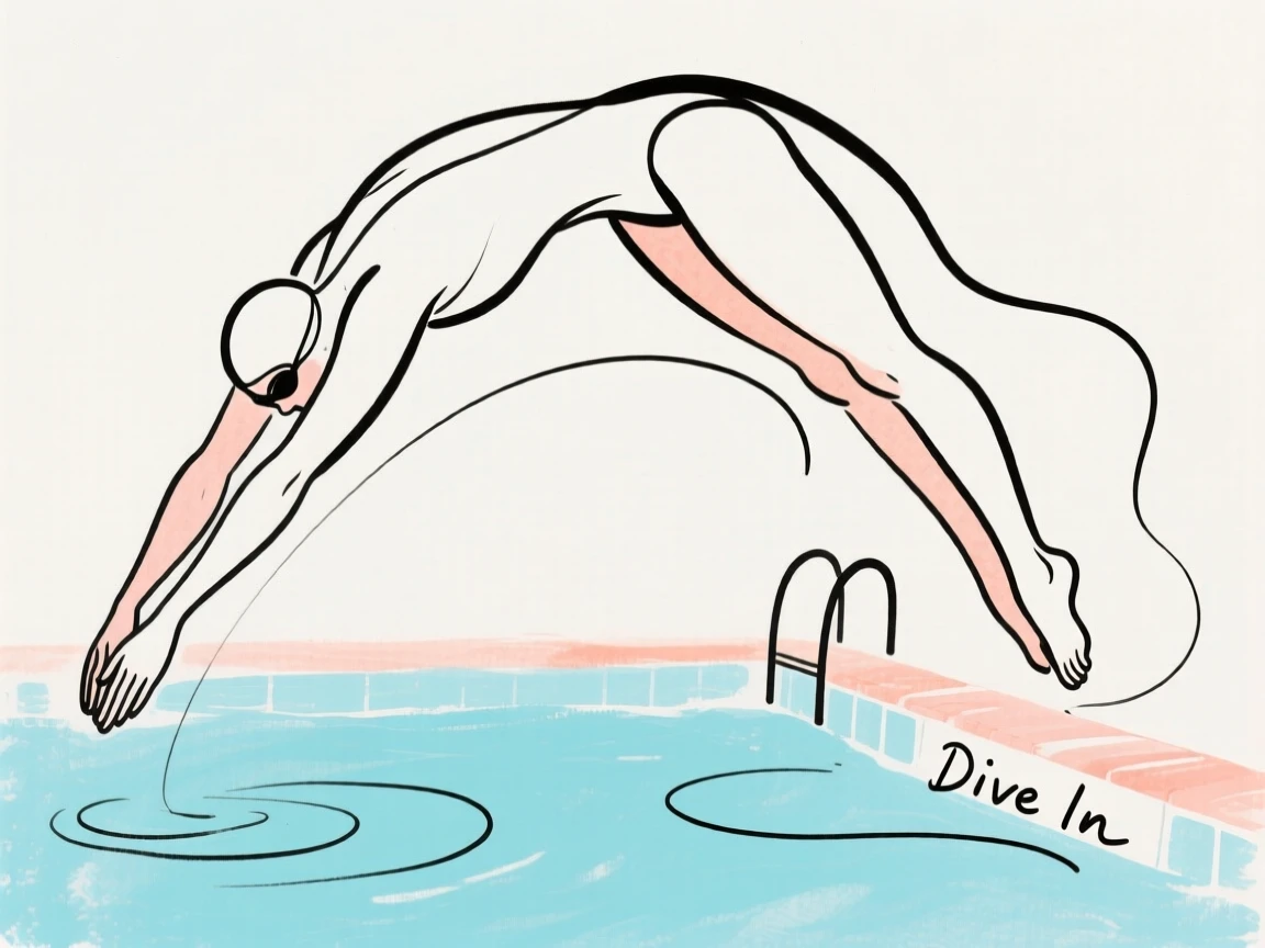 A swimmer diving into a pool