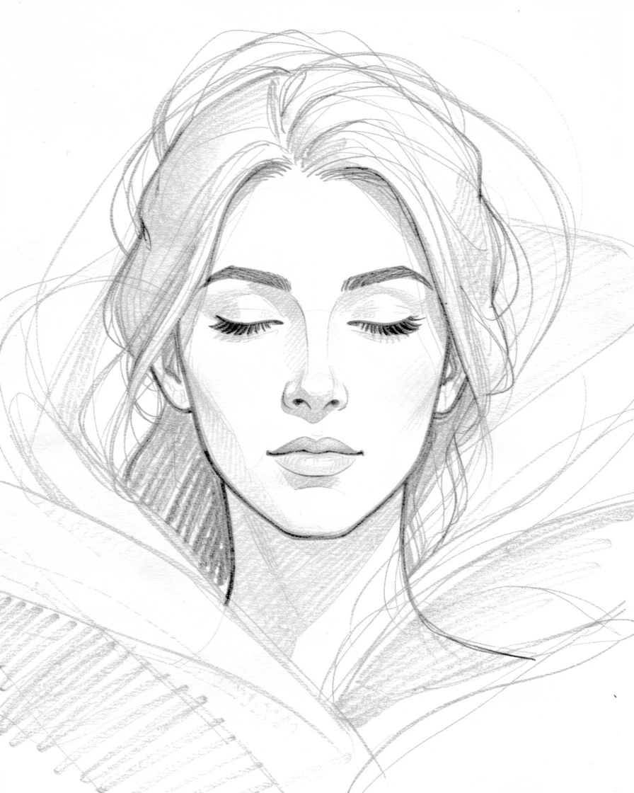 Intimate close-up of a radiant bride amid swirling desert sand, eyes closed in quiet contemplation.