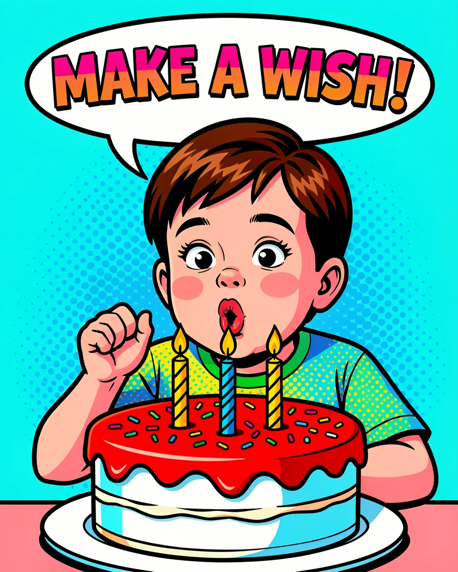 A child blowing out candles on a birthday cake