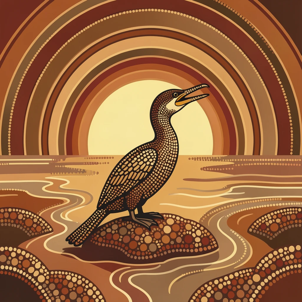 A cormorant calling out at first light