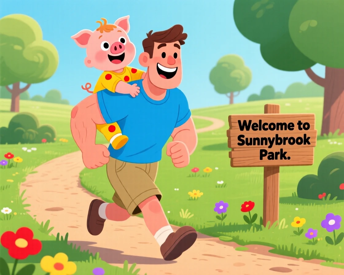 A dad giving his toddler a piggyback ride through a park.