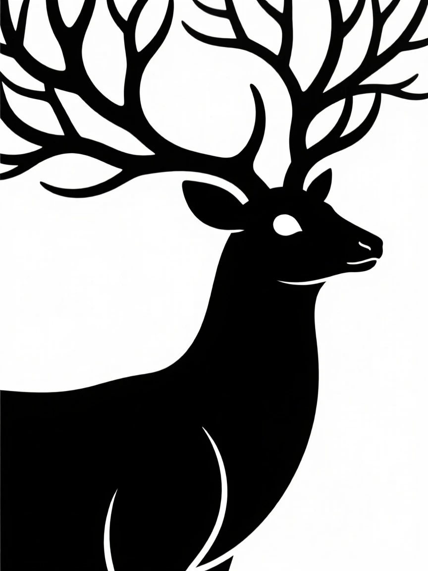 A mythical stag with antlers made of branches.