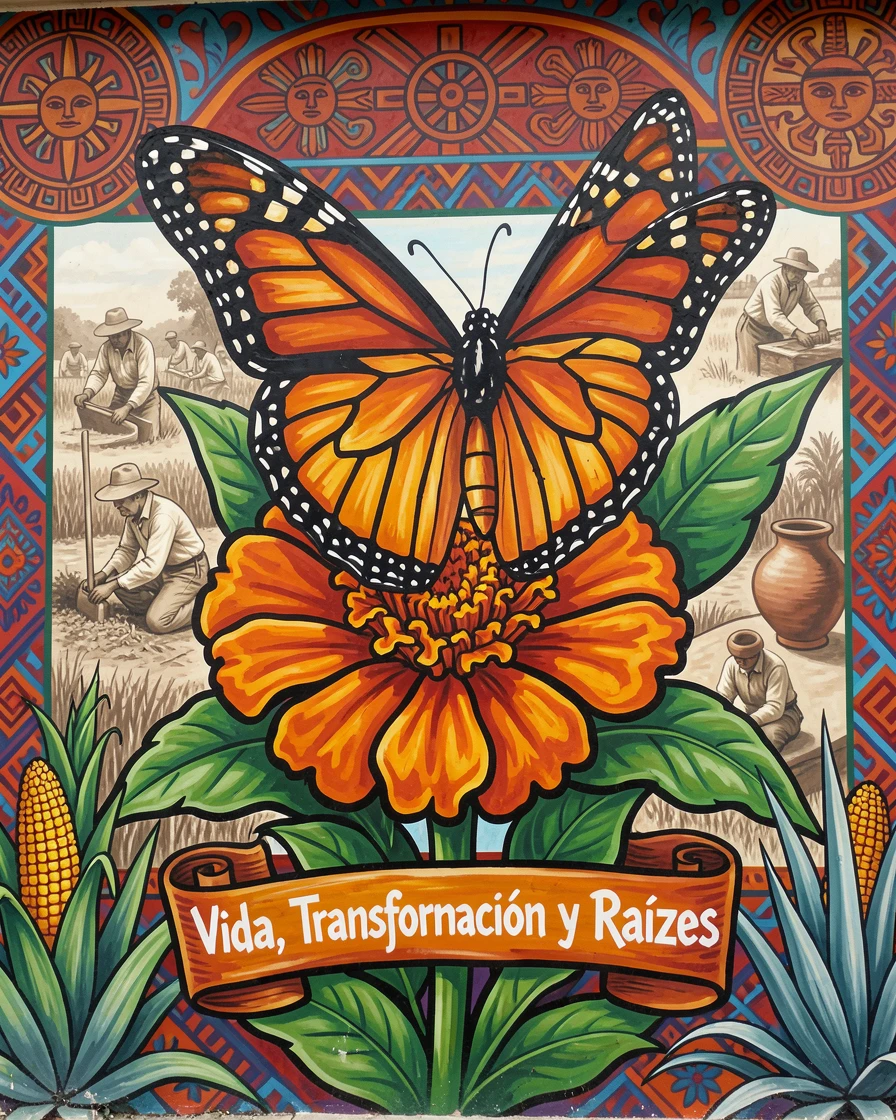 A monarch butterfly resting on a bright orange marigold