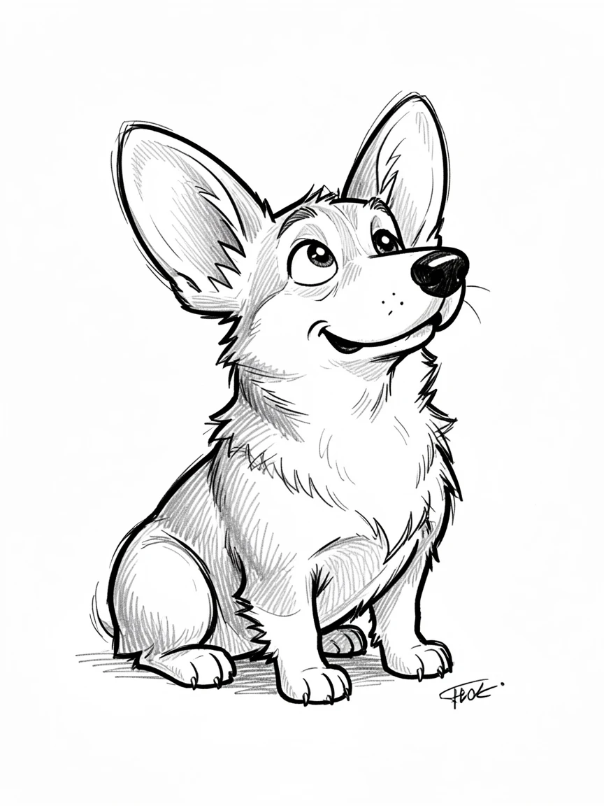 A corgi with short legs sitting patiently for a treat.
