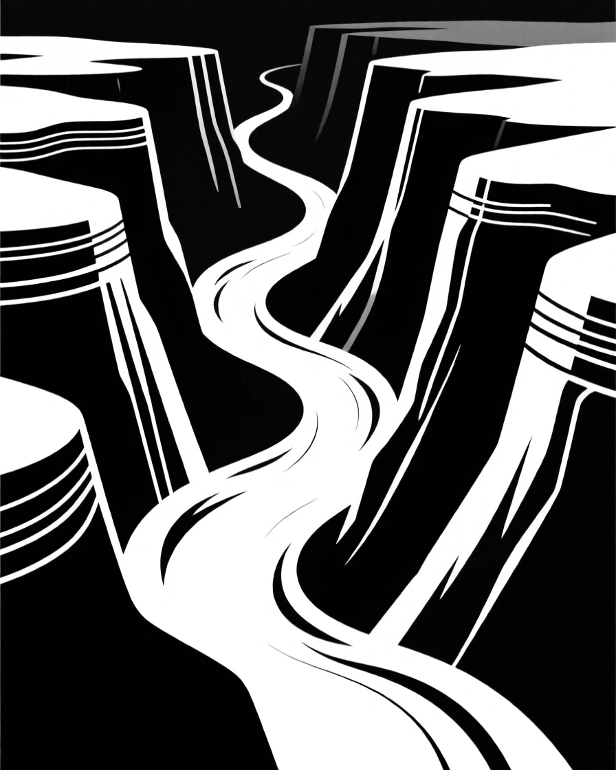 A canyon carved by a winding river.