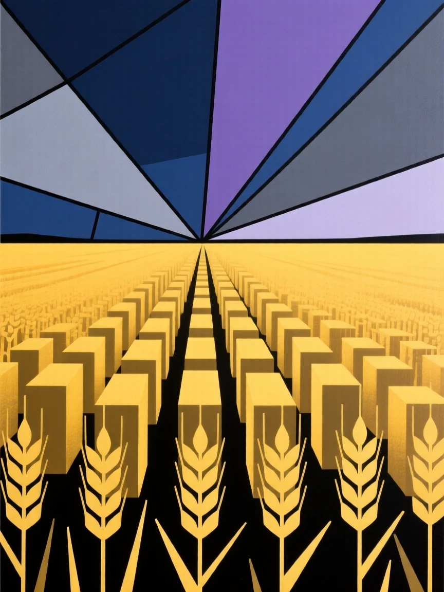 A golden wheat field under a dramatic sky