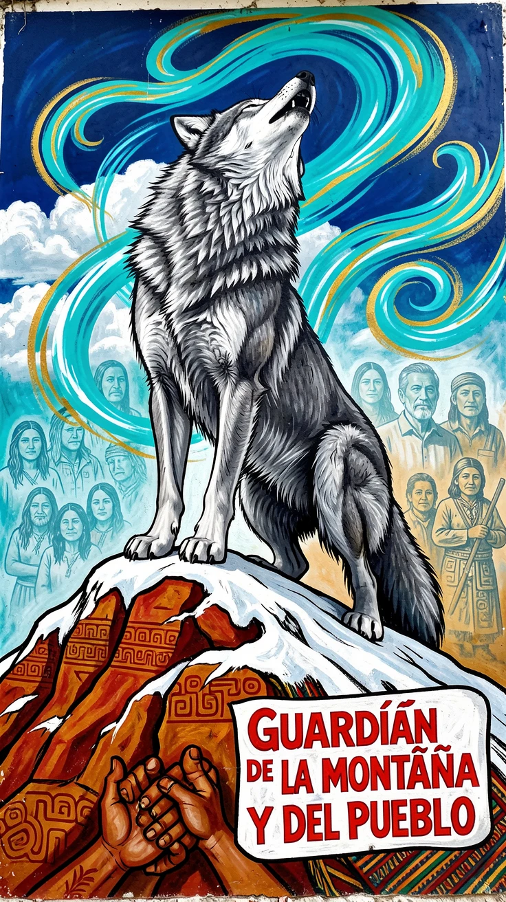 A gray wolf howling atop a snowy ridge
