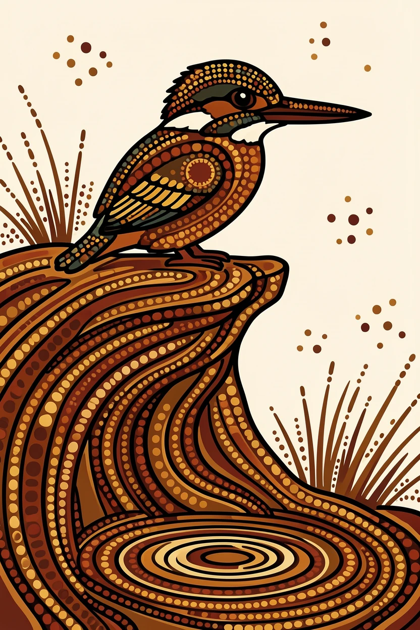 A kingfisher resting on a windswept cliff
