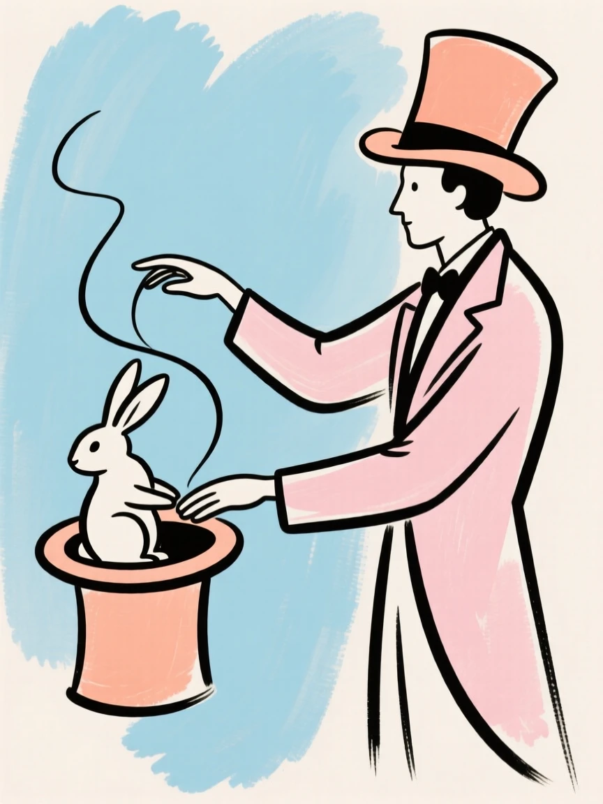 A magician pulling a rabbit from a hat