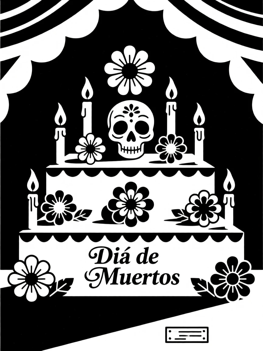 A Day of the Dead altar decorated with marigolds and candles.