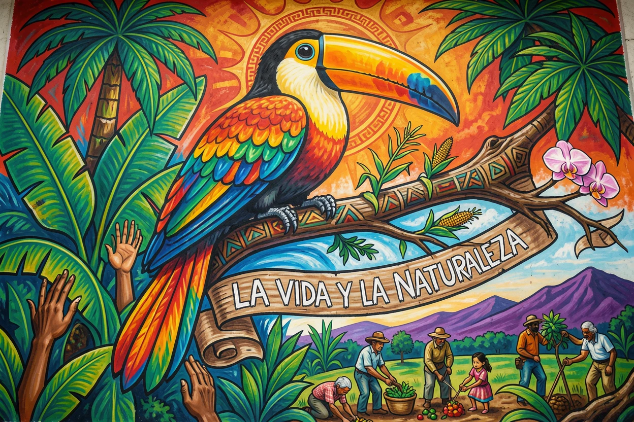 A colorful toucan perched on a rainforest branch