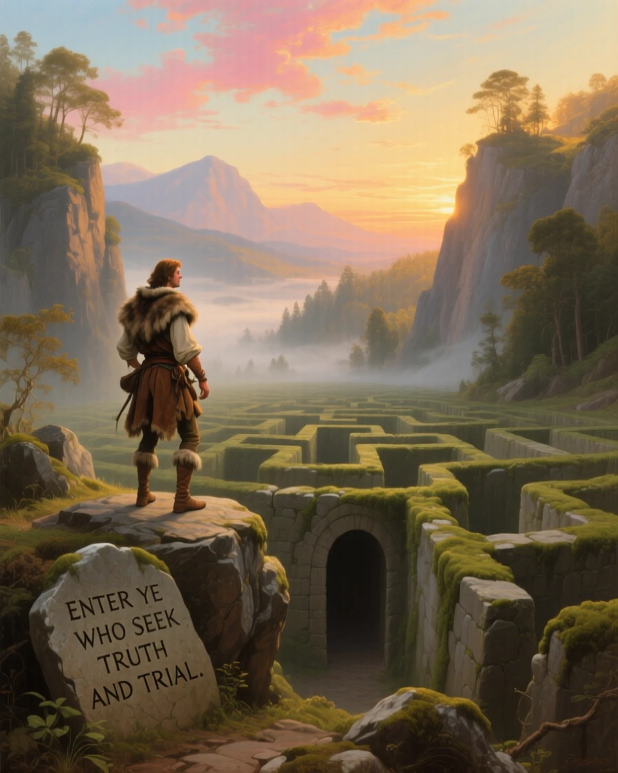 A brave scout discovers a labyrinth of stone passages at the break of a new day.
