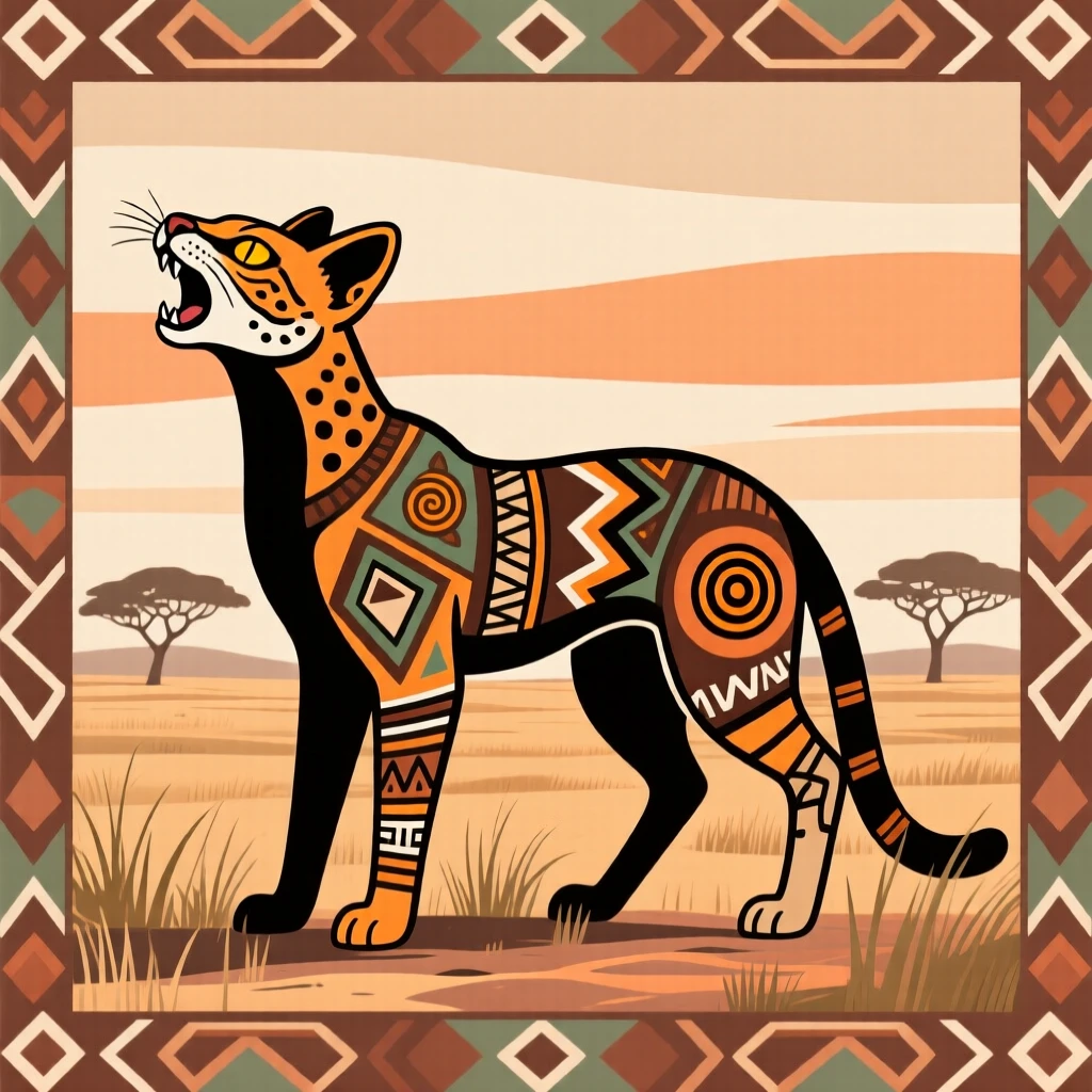 A serval calling out across the plain.