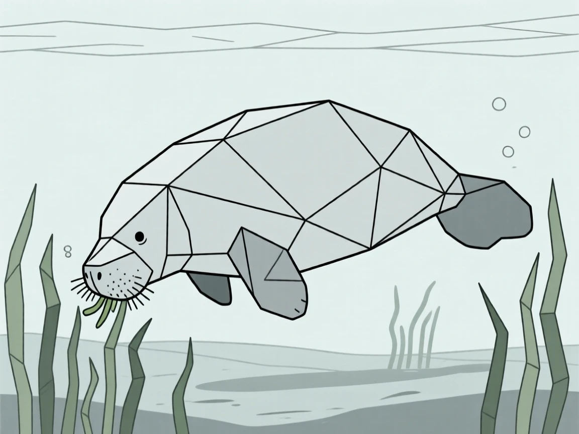 A manatee grazing on underwater seagrass