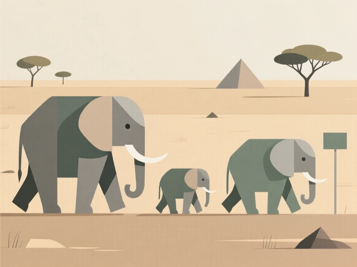 A family of elephants walking across a savanna