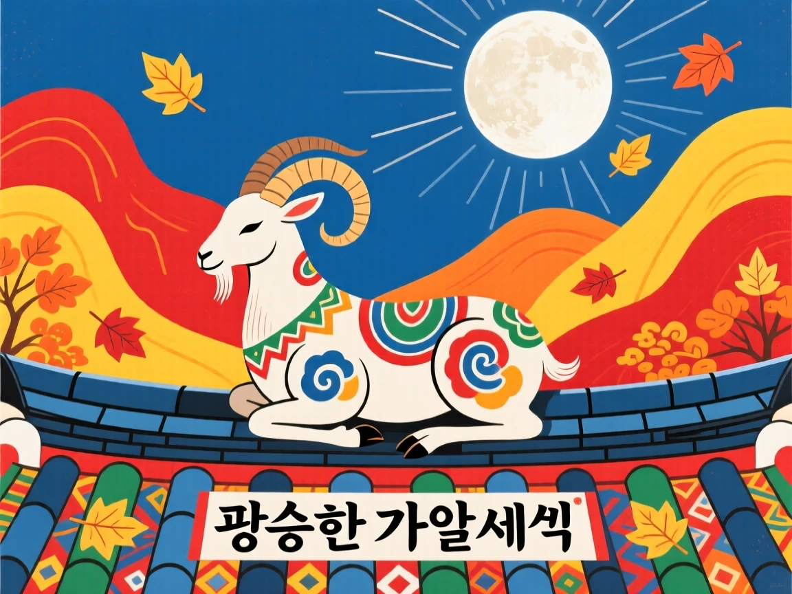 A mountain goat resting on a moonlit rooftop, on a crisp autumn morning.