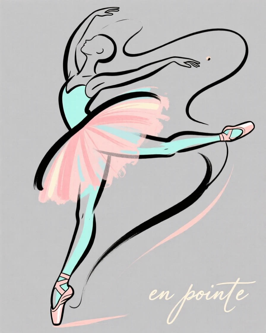 A ballerina en pointe mid-leap