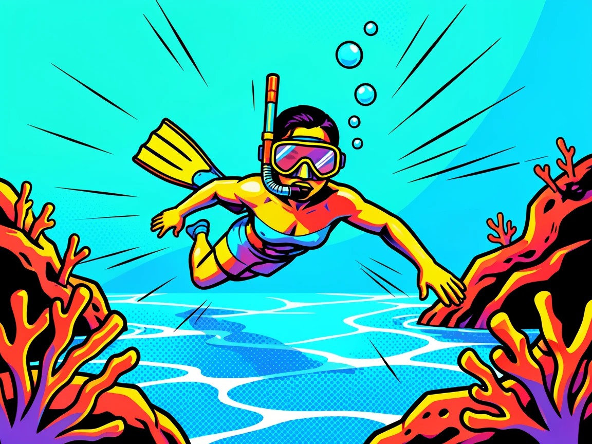 A snorkeler exploring a shallow clear lagoon