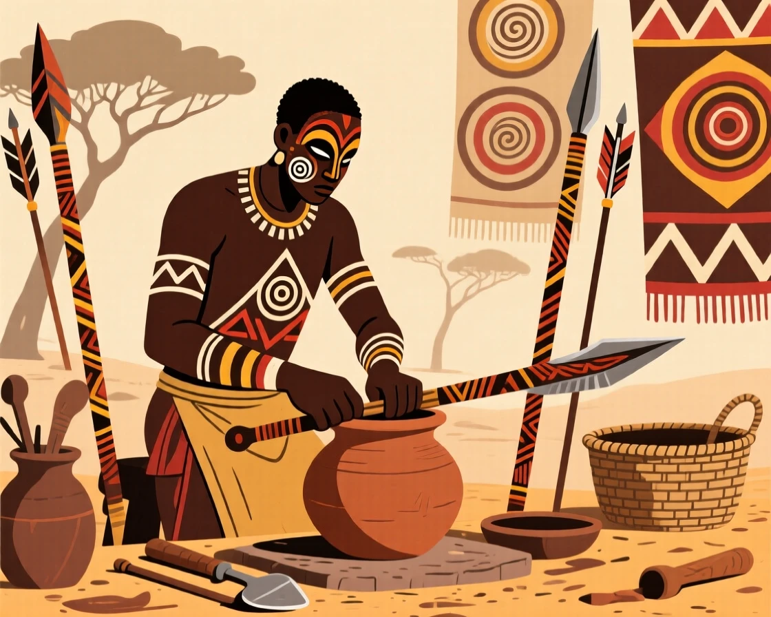A skilled potter preparing weapons for an upcoming hunt.