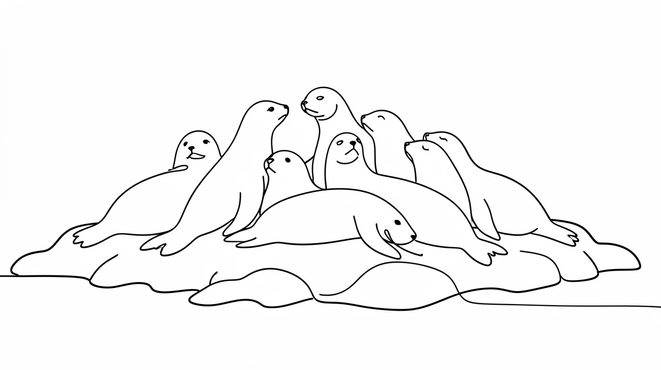 A sea lion colony basking together on a rocky coastal shore