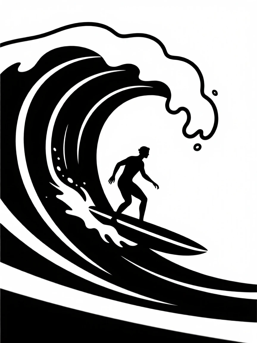 A surfer riding a massive ocean wave.