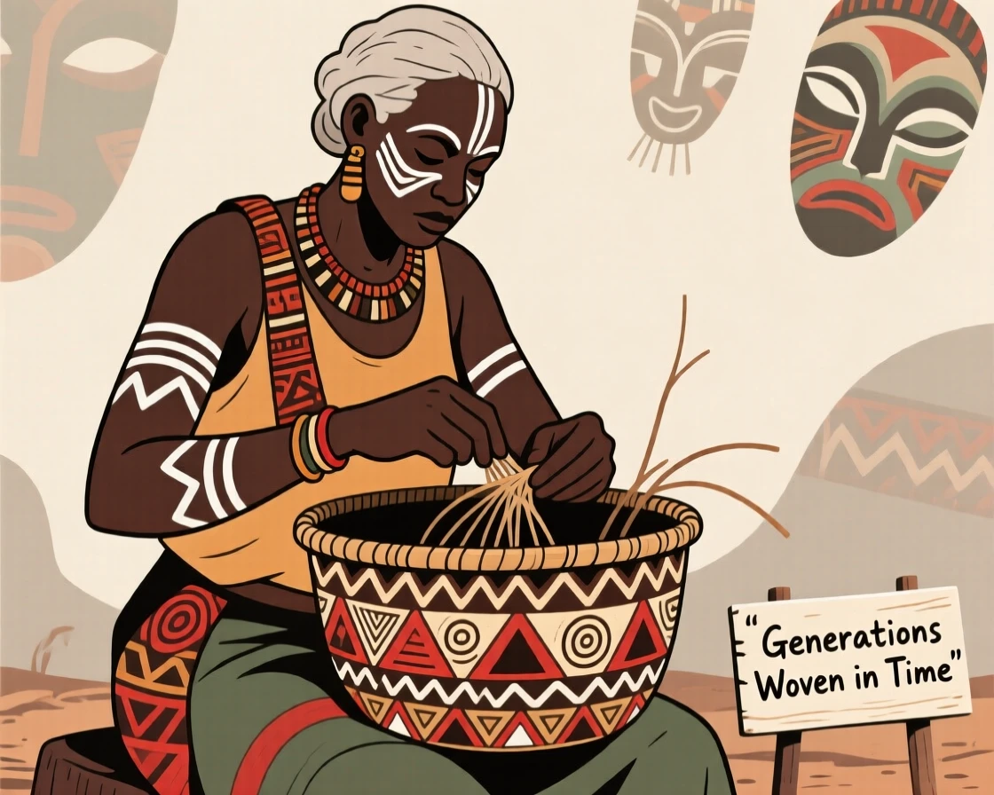 A patient basket weaver demonstrating a skill passed down for generations.