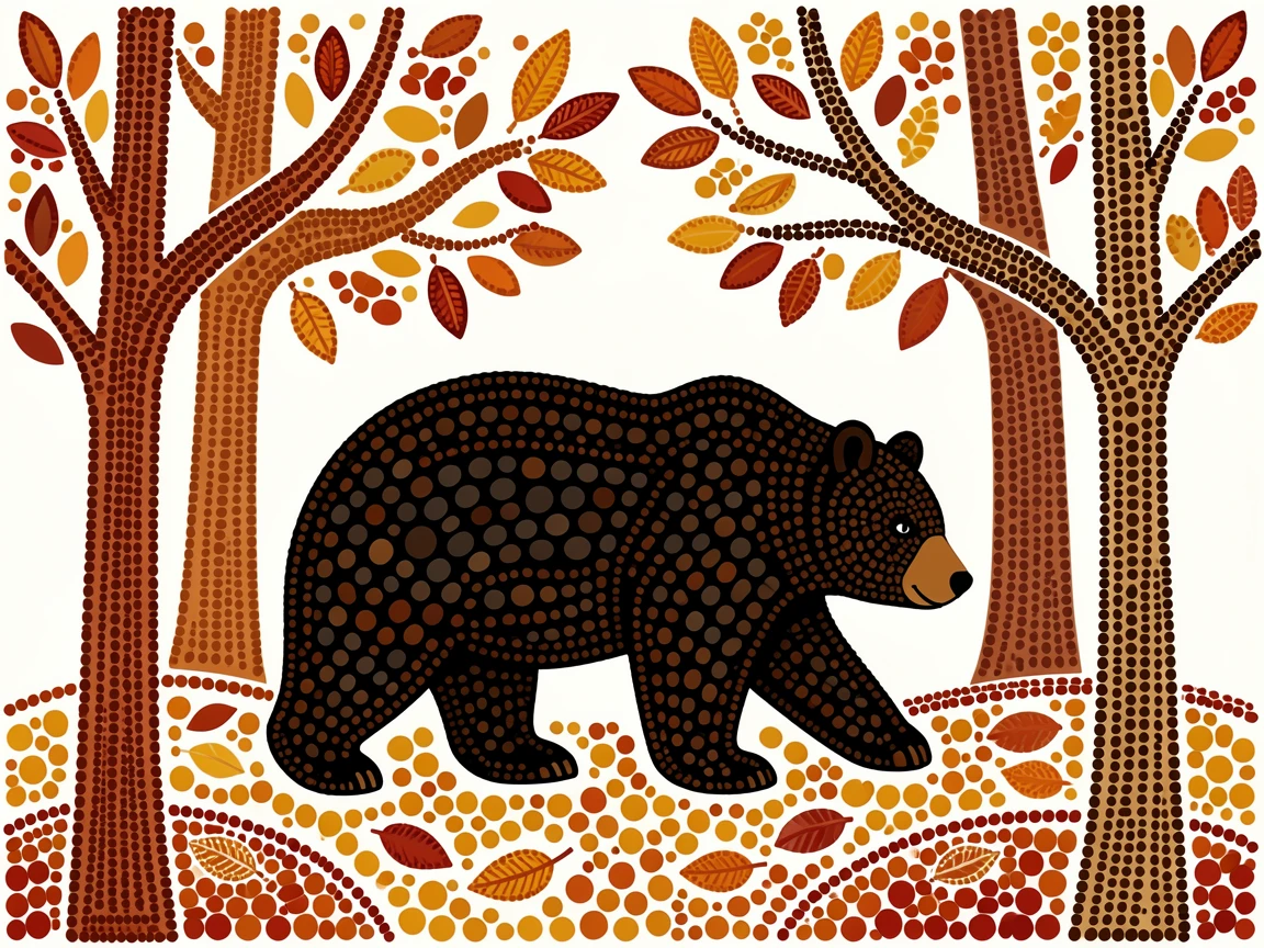 A black bear wandering through an autumn woodland