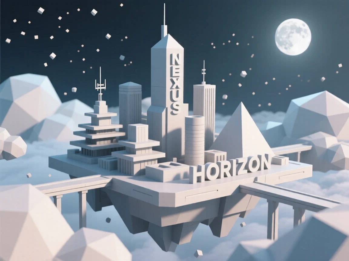 A futuristic city floating among the clouds, amid drifting clouds lit by moonlight. fine particle detail adds texture to the vast space. The mood feels futuristic and full of possibility.