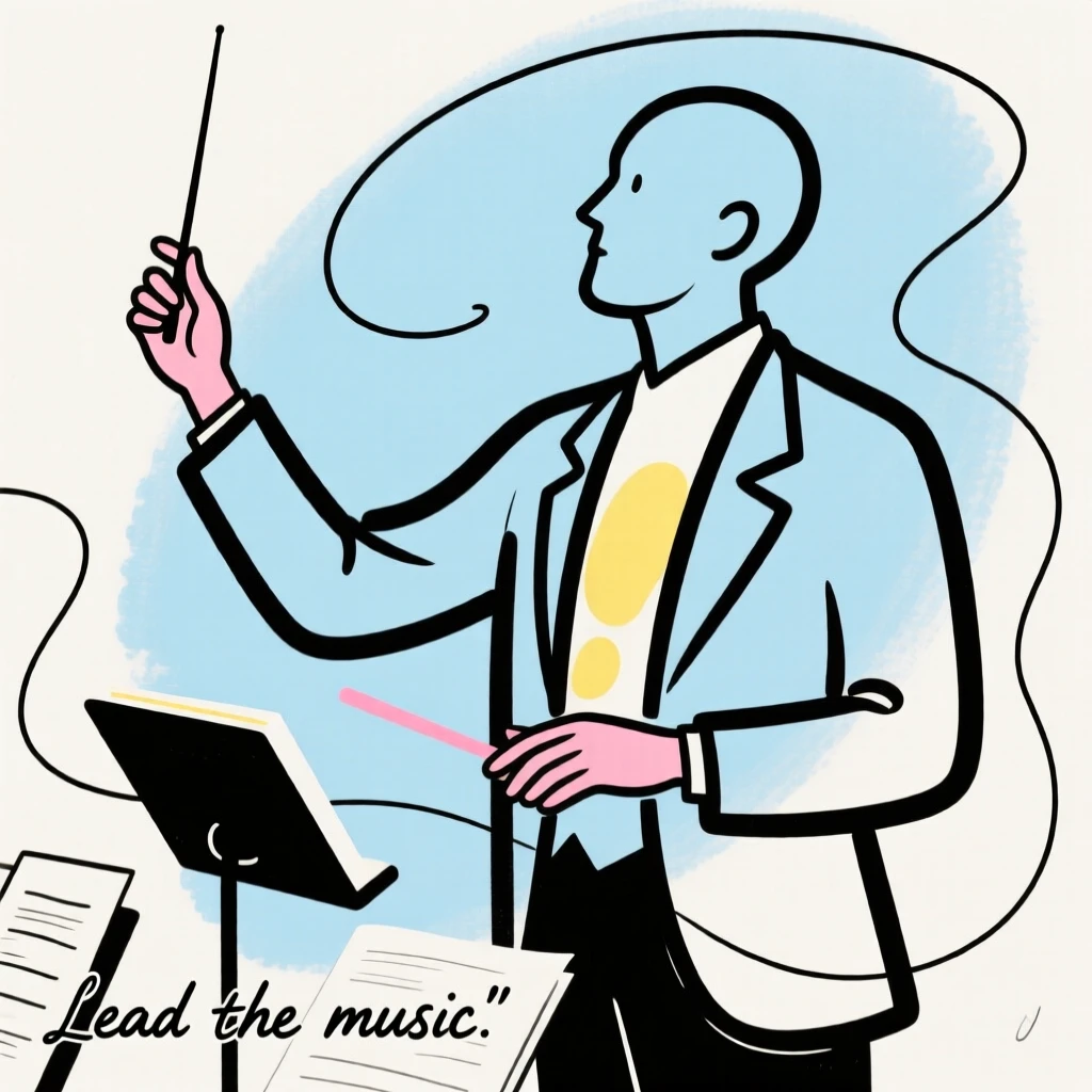A conductor leading an orchestra