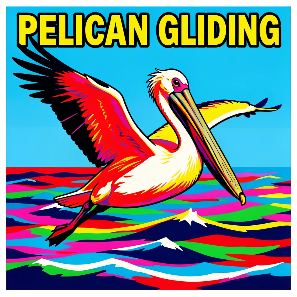 Pelican gliding just above ocean waves