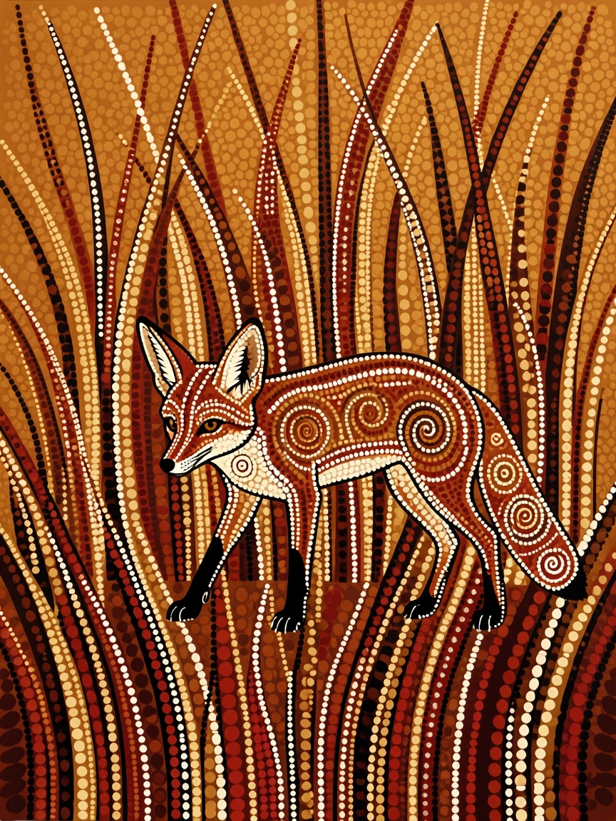A fennec fox stalking silently through tall grass
