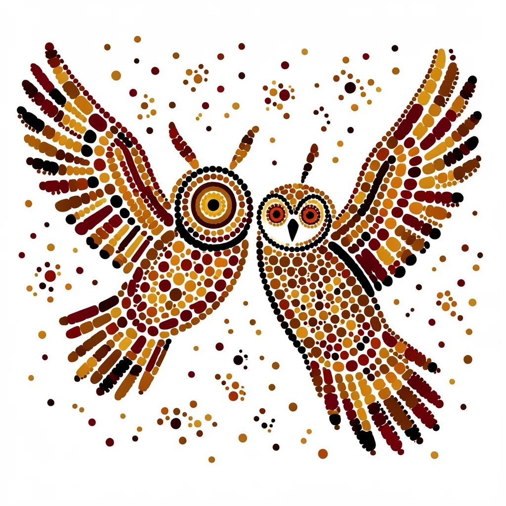A pair of great horned owls flying side by side