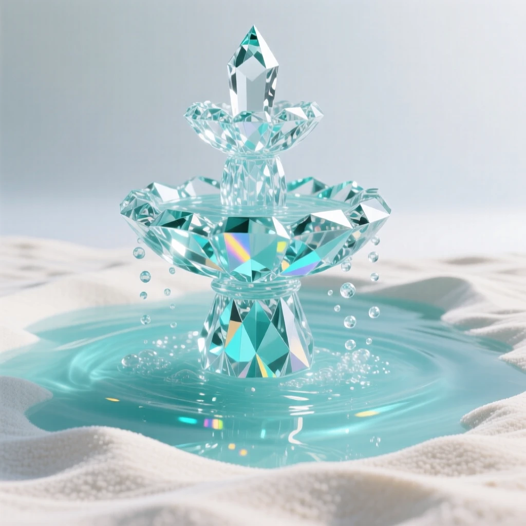 A crystal-clear spring bubbling up through white sand in a turquoise pool.