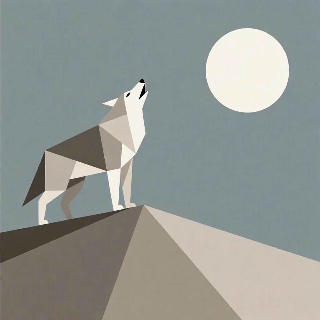 A wolf howling on a moonlit ridge