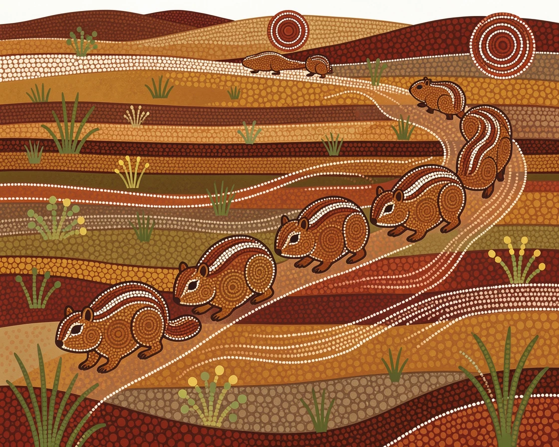 A herd of chipmunks migrating across the plains