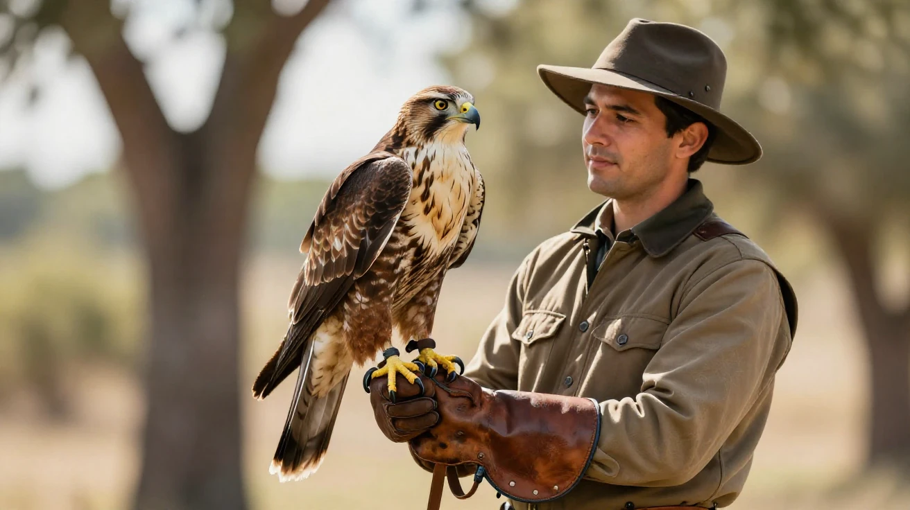 A falconer with a majestic hawk perched on his glove