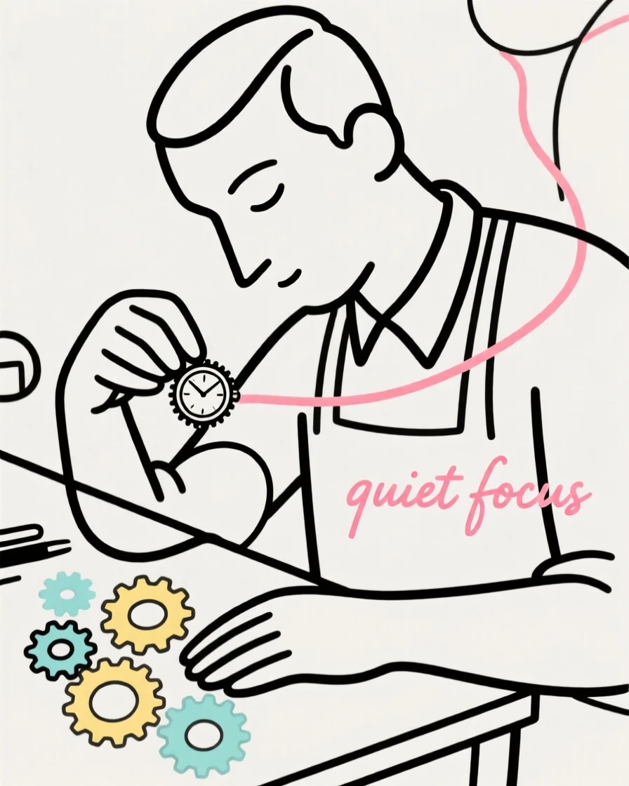 A watchmaker assembling tiny gears