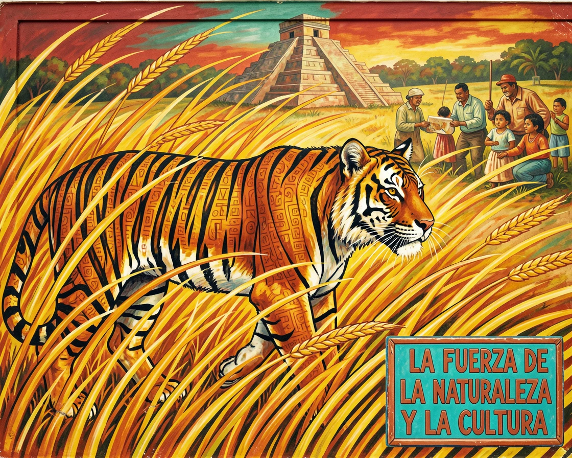 A tiger walking through tall golden grass