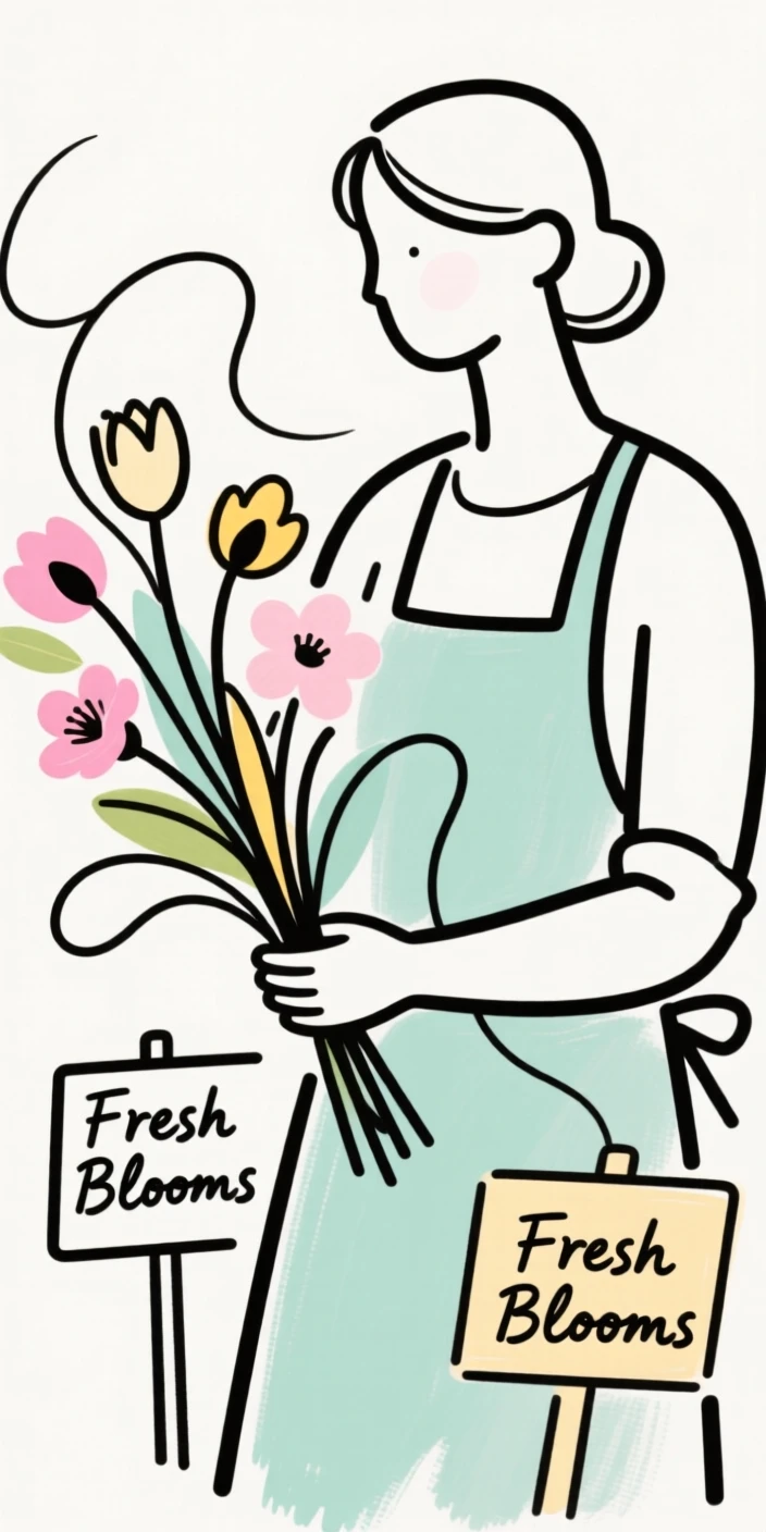 A florist arranging a bouquet