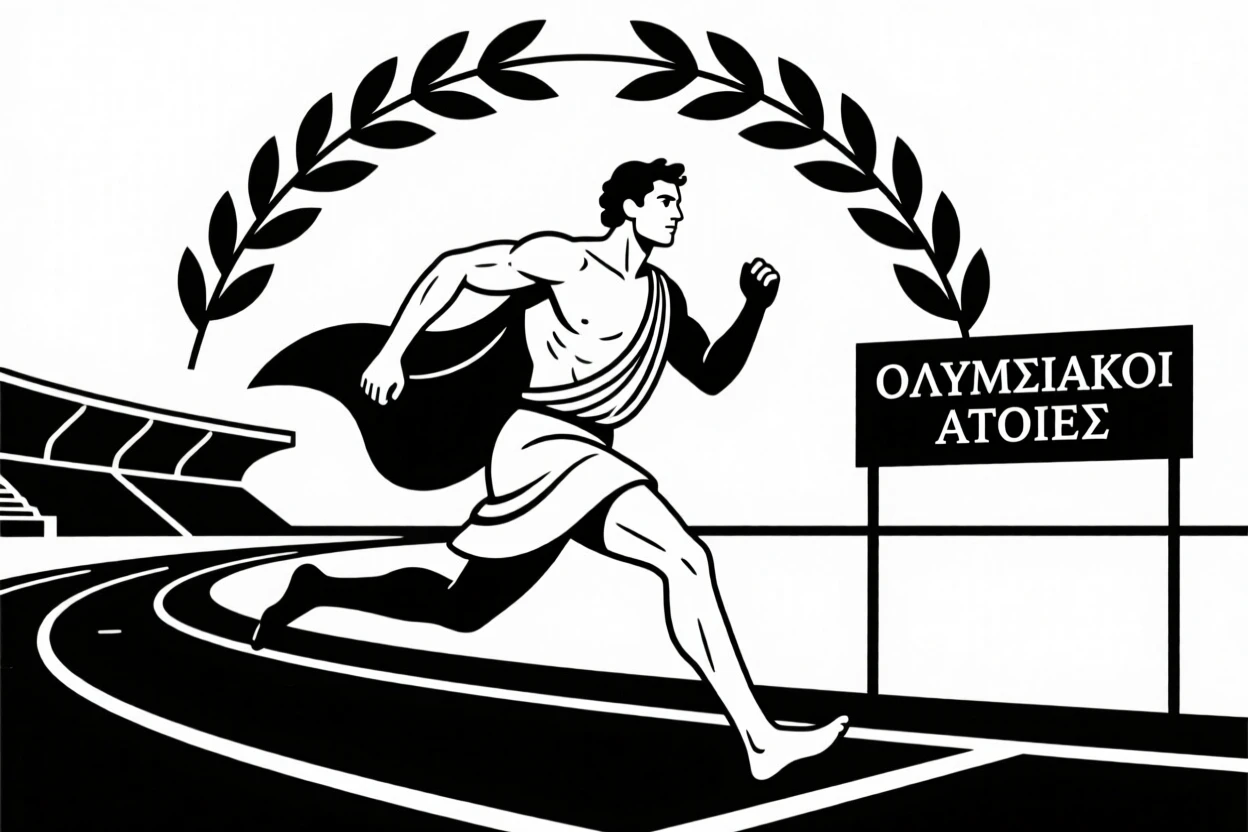 An ancient Greek athlete competing in early Olympic games.