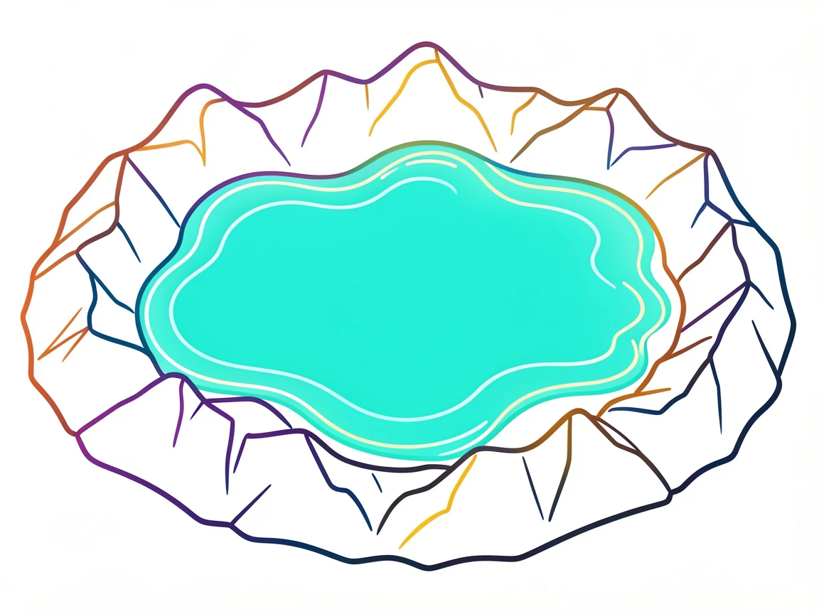 A volcanic crater lake glowing turquoise, ringed by dark jagged rock.