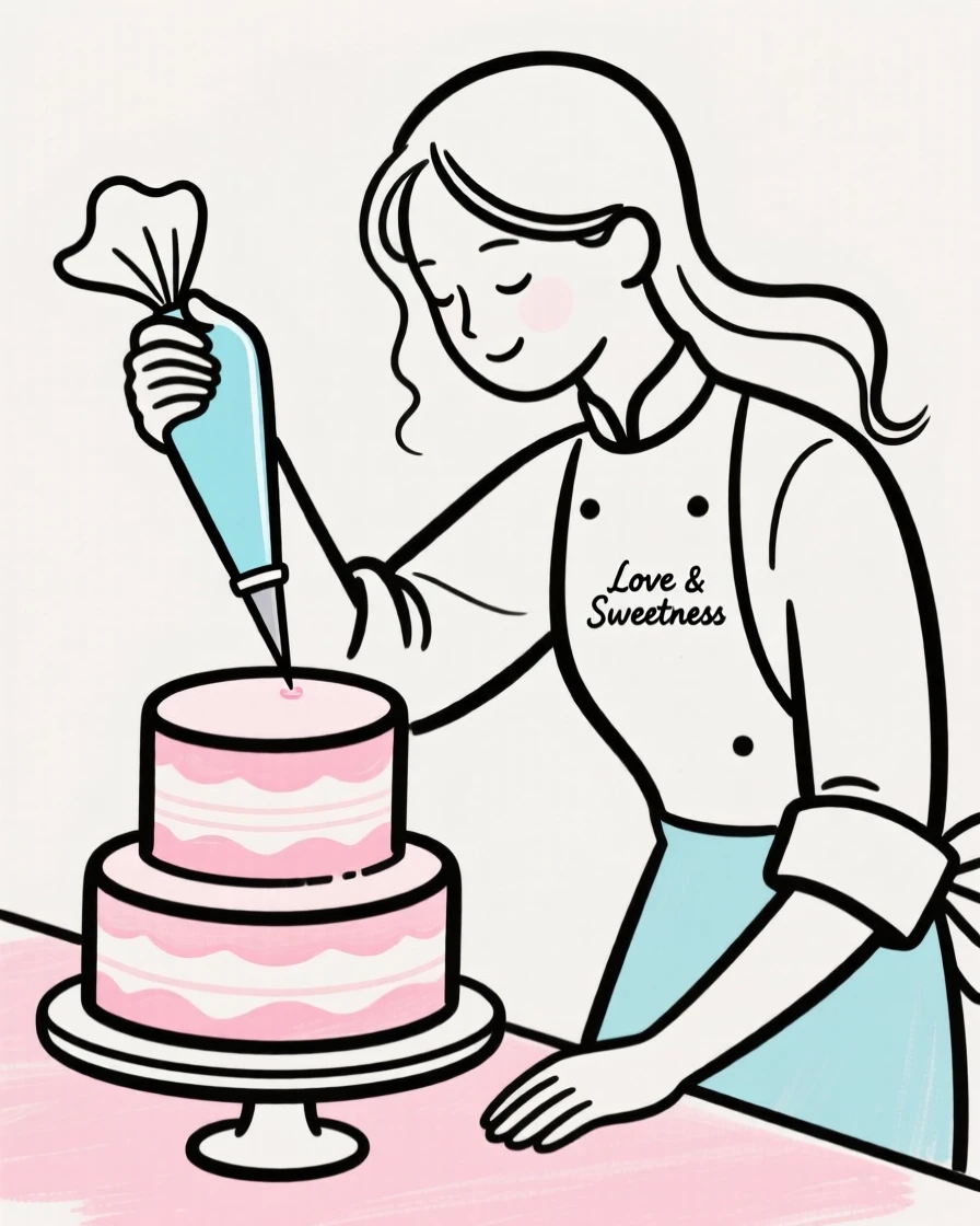 A baker decorating a wedding cake