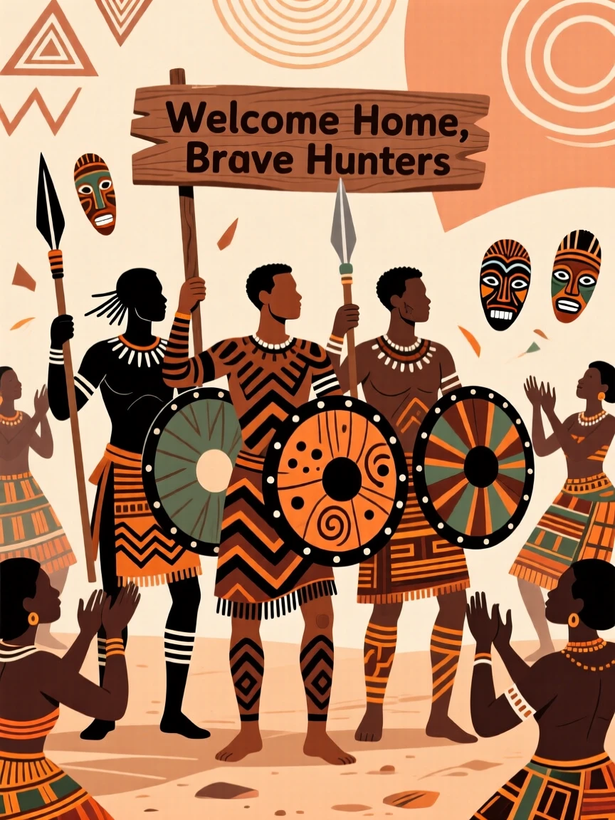A community celebrating the safe return of its hunters.
