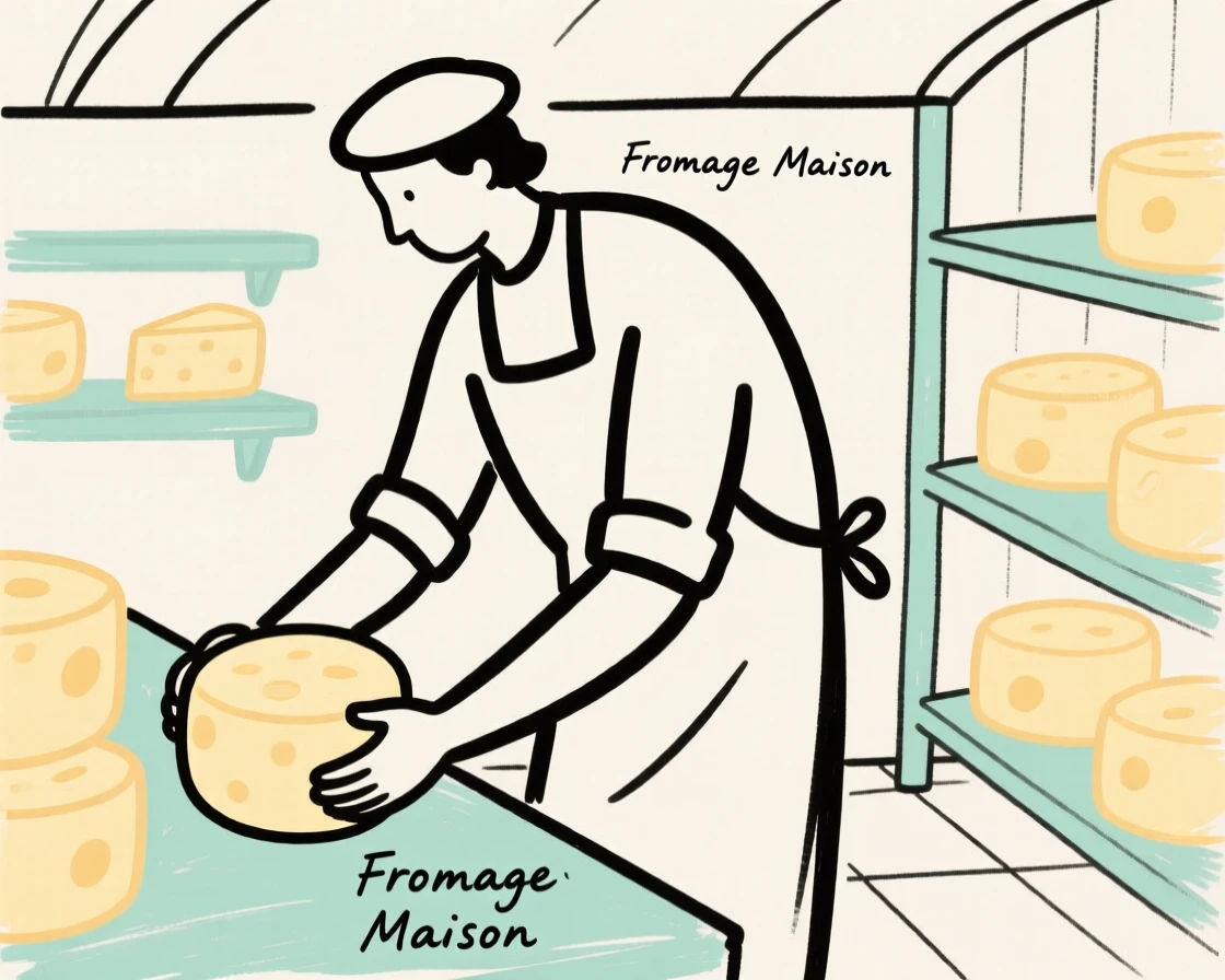 A cheesemaker in a dairy cellar