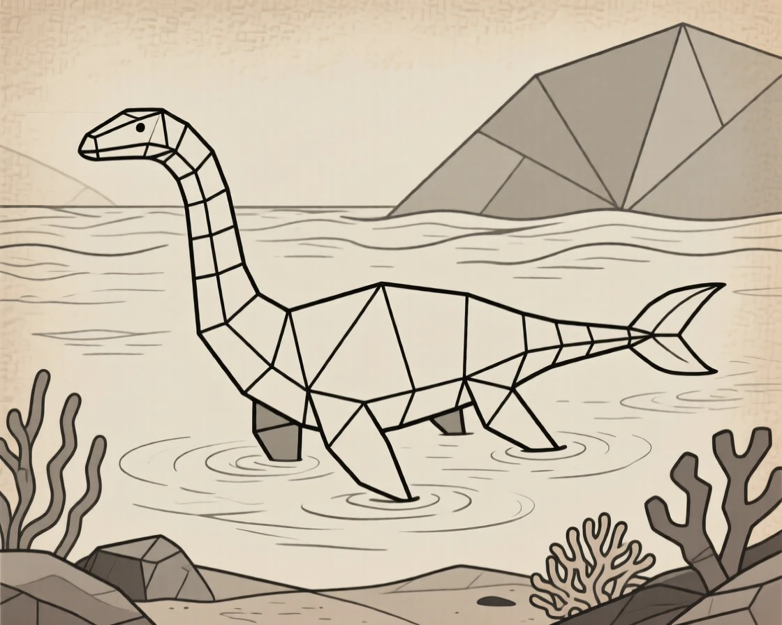 An Elasmosaurus swimming through an ancient sea