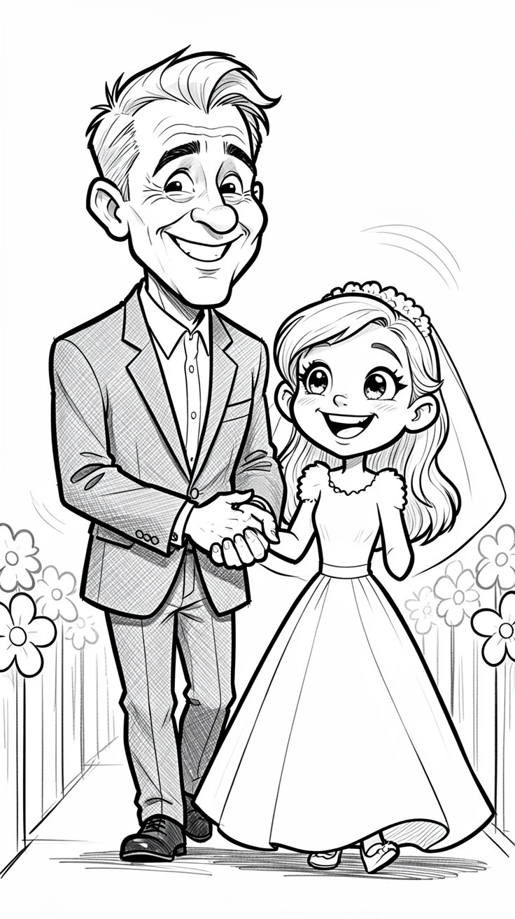 [Family & Relationship Moments] Heartwarming scene of a father proudly walking his daughter down the aisle, radiating love and warmth